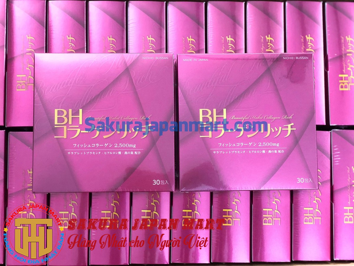 Bột uống Collagen Nichiei Bussan Beautiful Habit Rich 30 gói (Nội địa Nhật Bản)